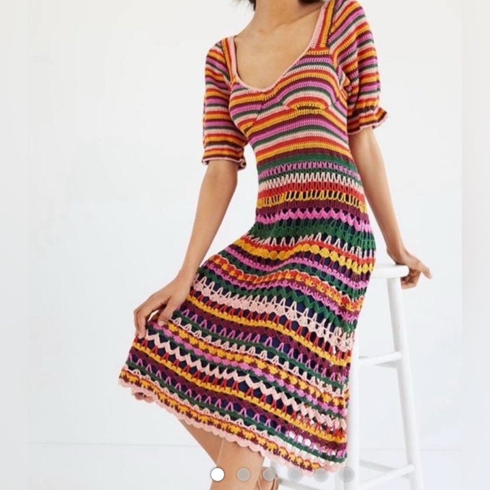 FARM Rio Colorful Striped crochet dress